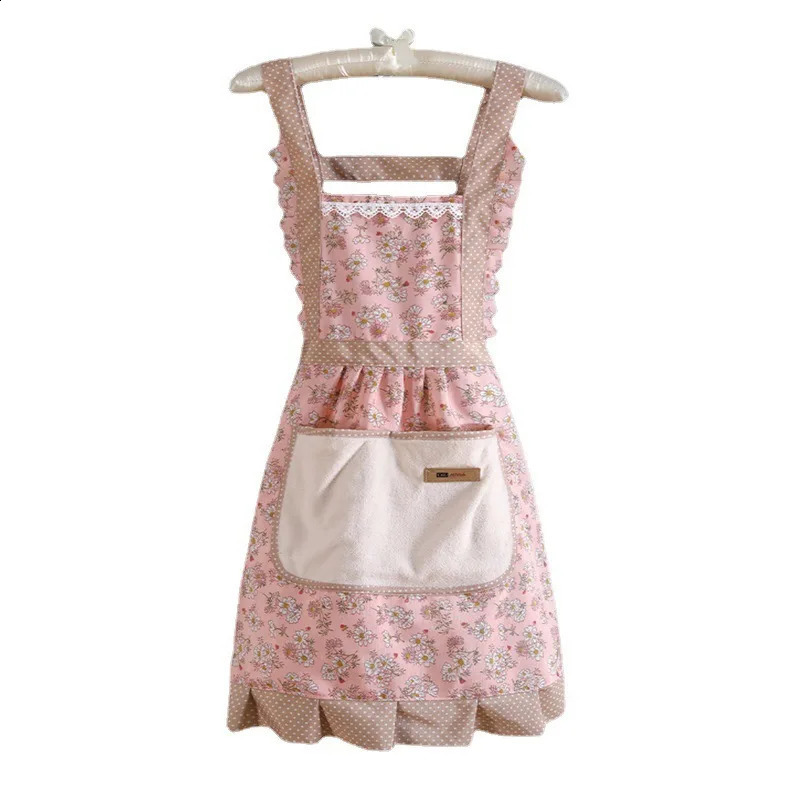 Canvas Apron for Women Home Kitchen Cooking Breathable Wear Adult Work Floral Household Cleaning Accessories 241224z