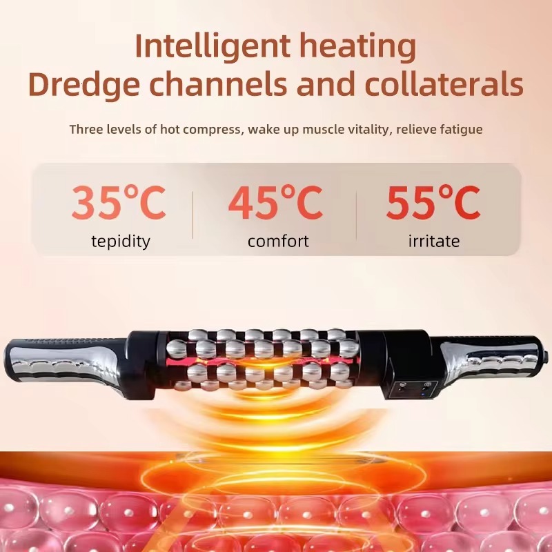 Relaxed Red Light Heated Device 360 Rotating Inner Ball Muscle Relaxation Massage Roller For Whole Body Anti Cellulite