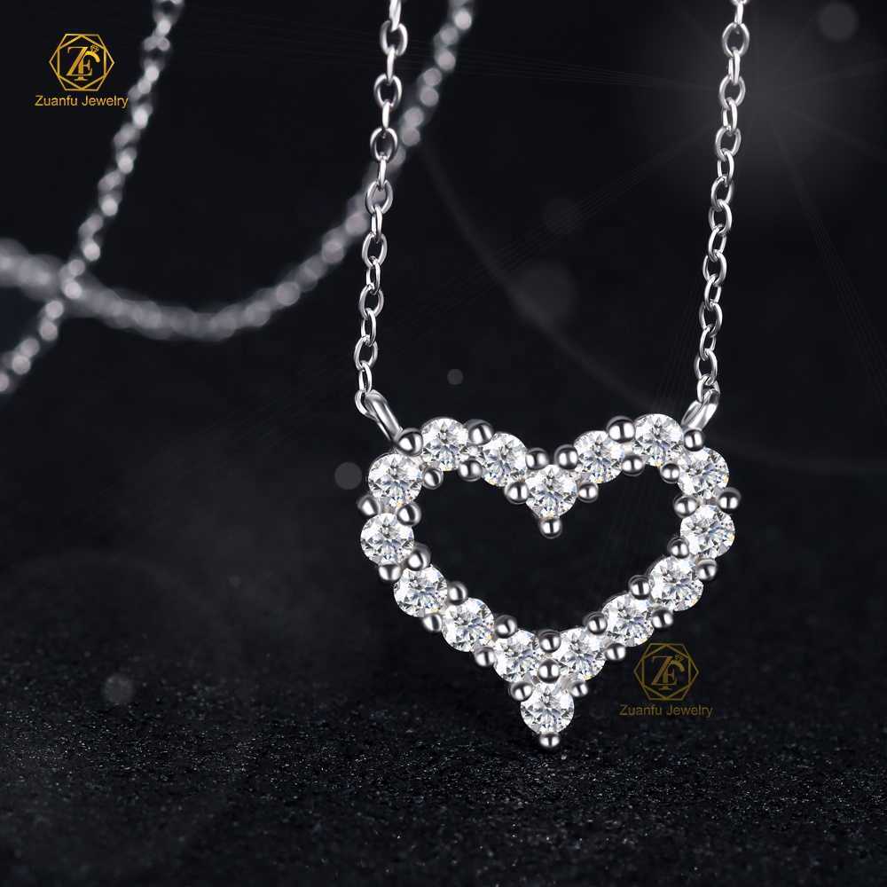 925 sterling silver heart-shaped LAB Grown Moissanite Diamond Heart necklace for Valentines Day gift jewelry