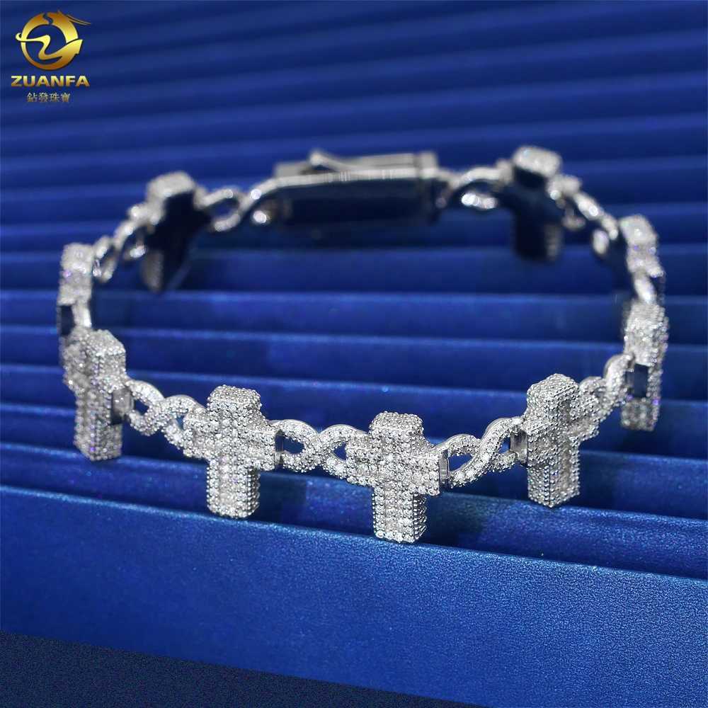 Real 925 Silver Sterling VVS Moissanite Cuban Link Necklace Gold Hip Hop Bracelet Iced Out Diamond Infinity Cross Cuban Bracelet