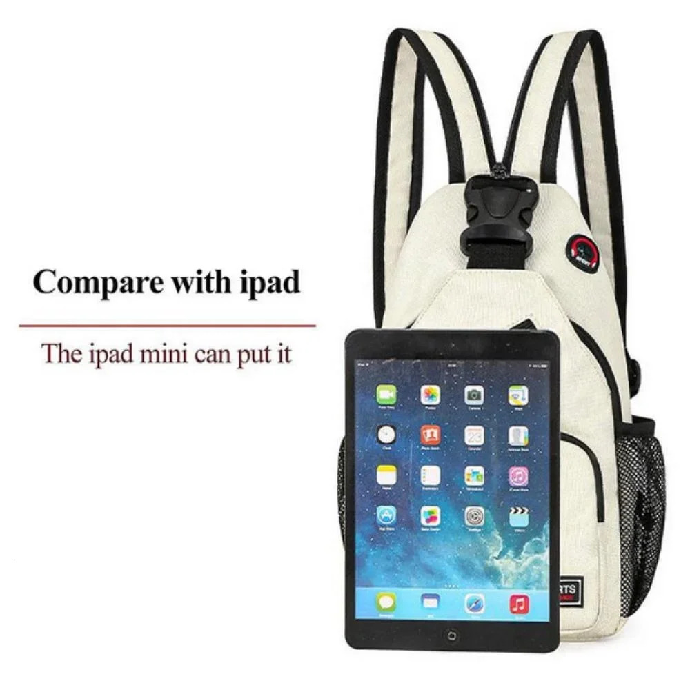 KISMIS Messenger Shoulder Multi-Functional Men's And Women's Chest Bag Travel Backpack With Headphone Hole