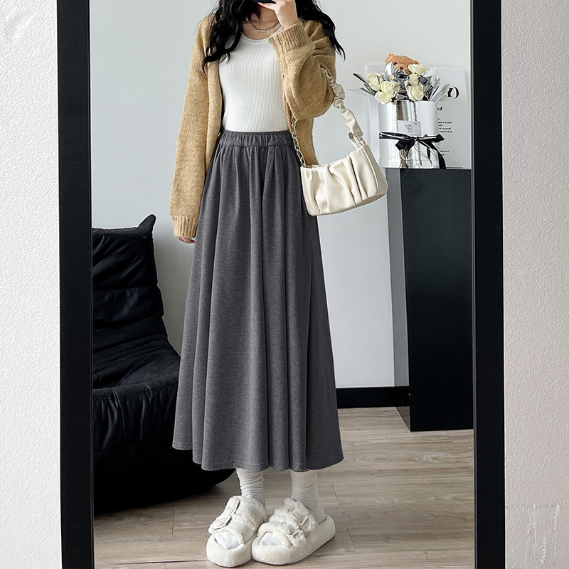 B8210 Spring and Autumn 2024 new slim drape a-line Yamamoto umbrella skirt medium-length lazy skirt
