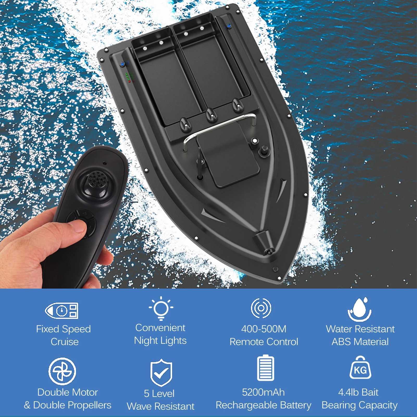 Fish Finder GPS Fishing Bait Boat 500m Remote Control Bait Boat Dual Motor Fish Finder 2KG Loading Support Automatic Cruise/Return/Route S2412196