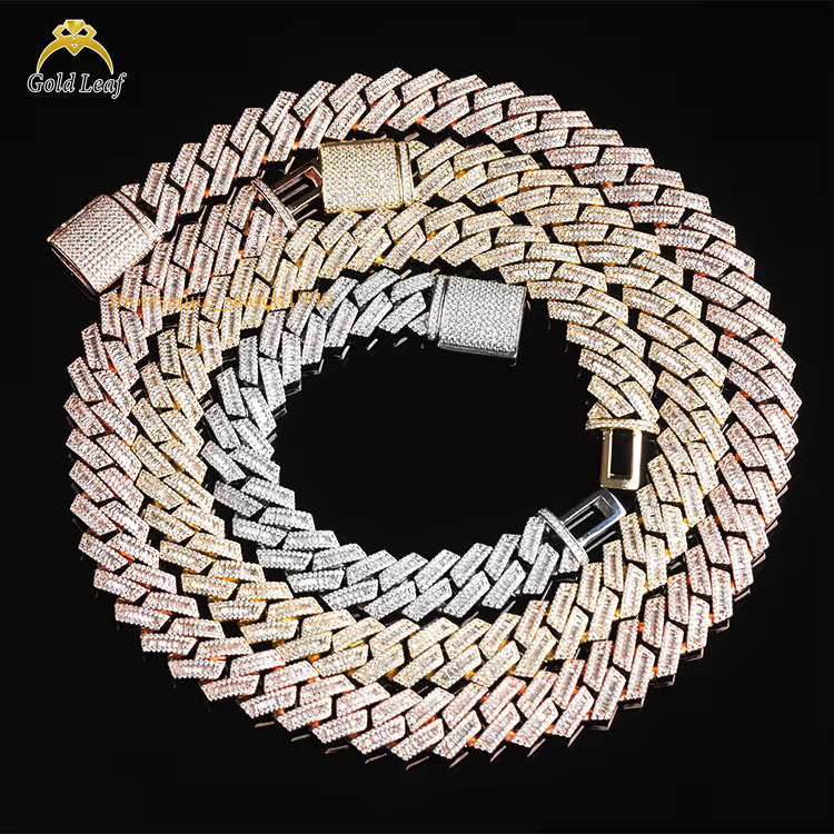 Hip Hop Jewelry Necklace Men D Color VVS Gold plated Mossanite k Cuban Moissanite Chain