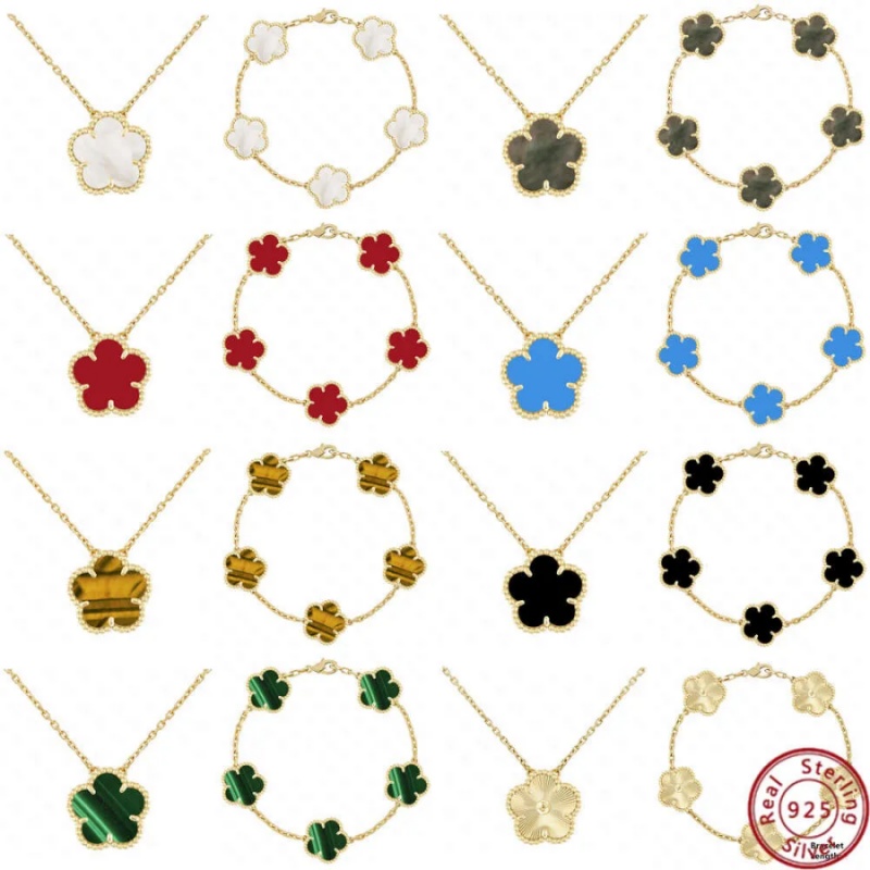 Gold Clover Bracelet Necklace Bracelet Designer Braclet Chain Fine Jewelry Mother Of Pearl lady Stone Bracelet vanly cleeflies Necklaces Black White Jewelry