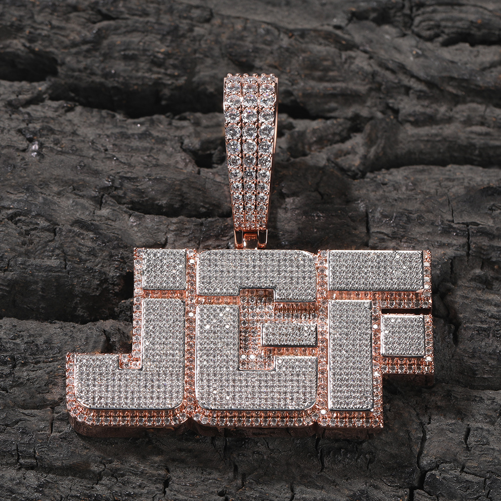 Hip Hop Custom Broken Font A-Z 26 Letters Pendant Necklaces Double Colors TopBling 5A Zircons Jewelry