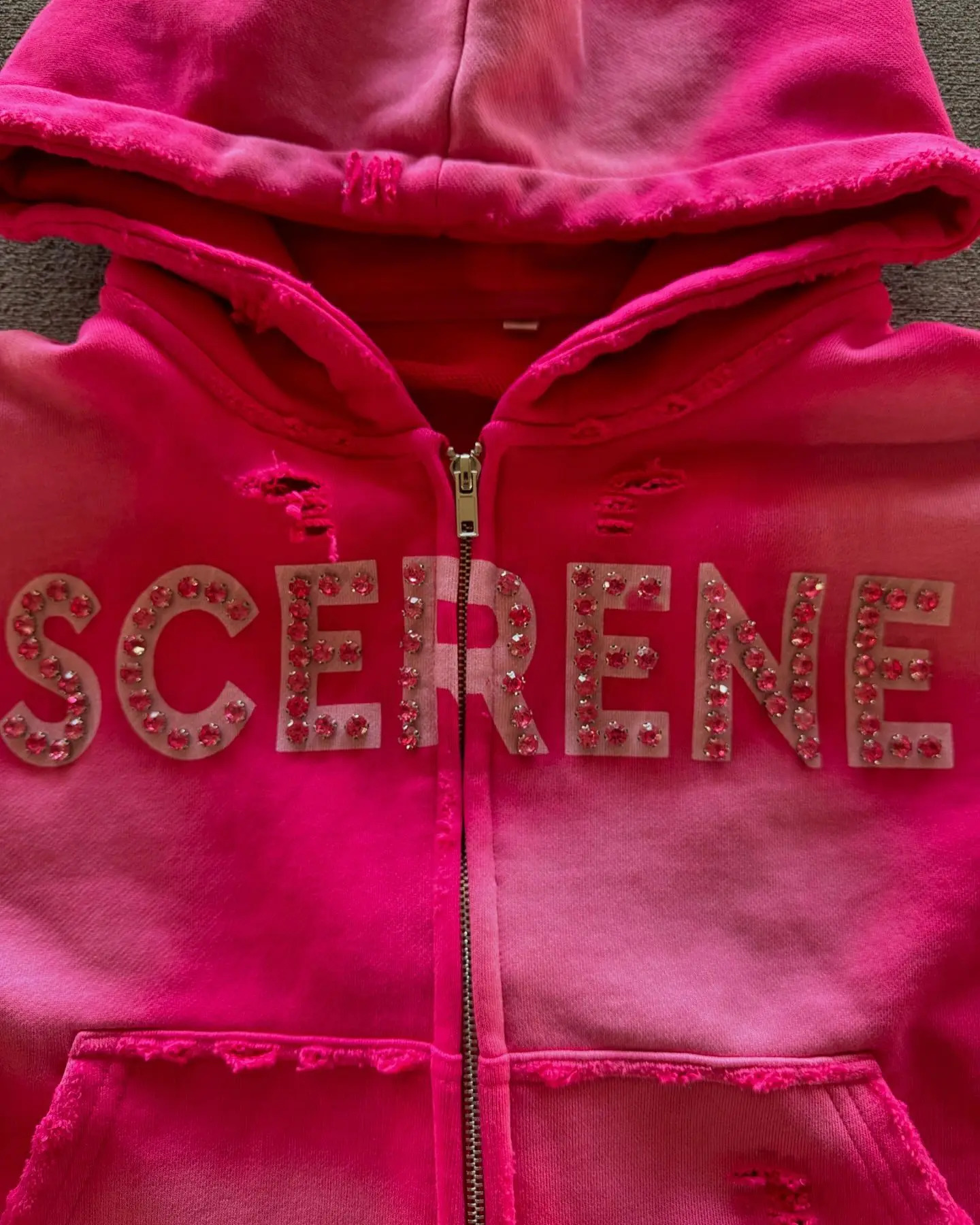 Gothic High Street Fashion Rhinestone Alphabet Graphics Oversize Zipper Hoodie Men Y2K Harajuku Hip-Hop Casual Joker Sweatshirt 241231