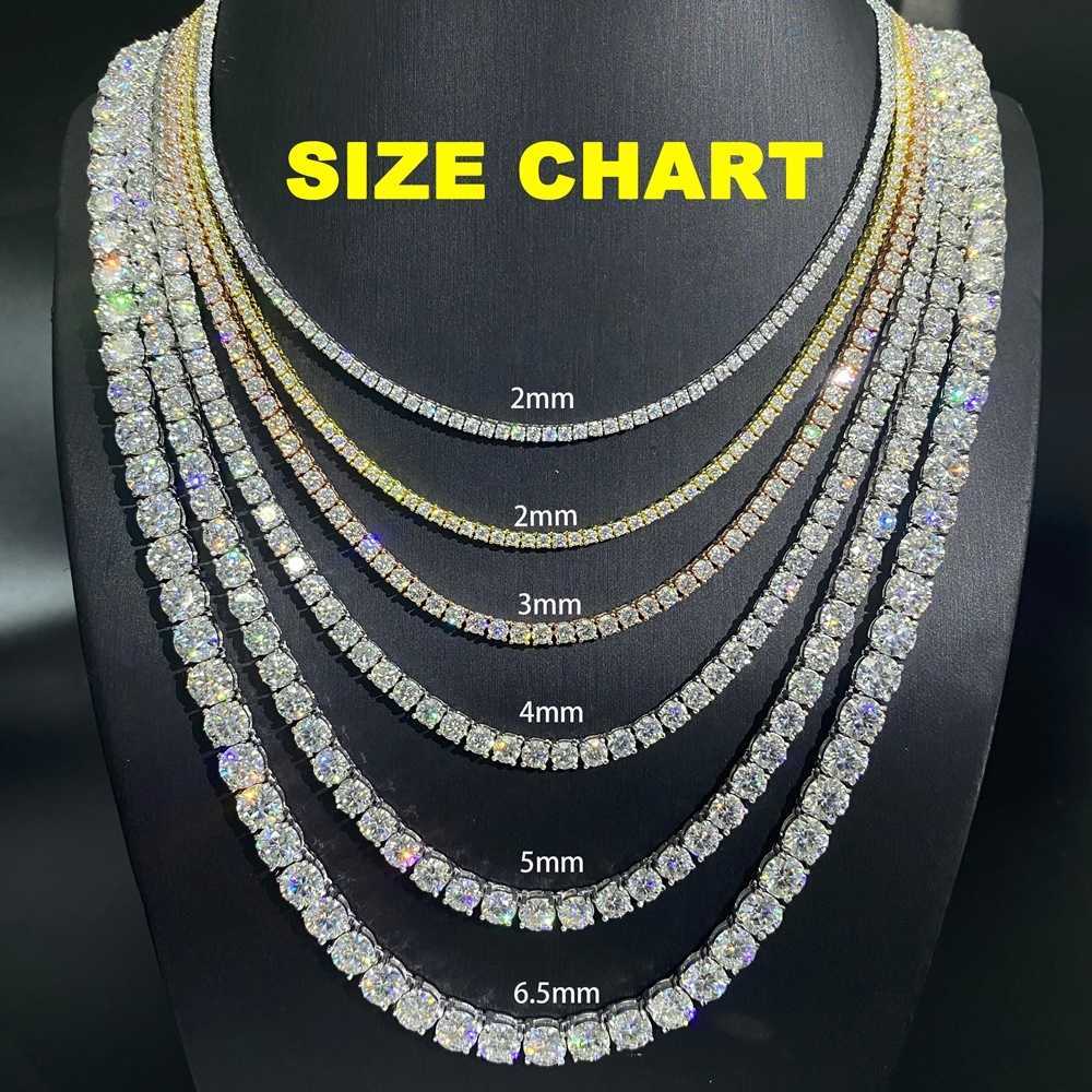 Large Stock Plated Sterg Sier Mossanite 2mm--6.5mm Black Dia Necklace Moissanite Tennis Chain