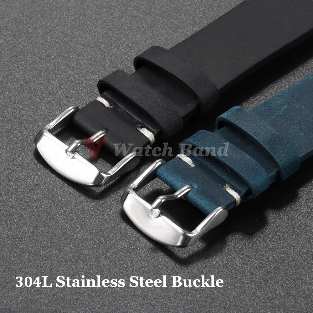 18mm 20mm 22mm 24mm 21mm Watch Straps Business Men Women Bands Retro Brown Cowhide Genuine Leather Strap Oil Wax Discoloration 241230