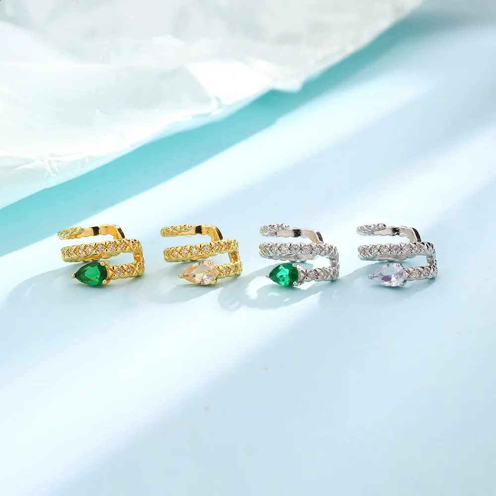 1PC Fashion Green Clip Earring Simple Snake Ear Cuff For Women Girl Jewelry Gift No Piercing Brincos Pendientes 241225