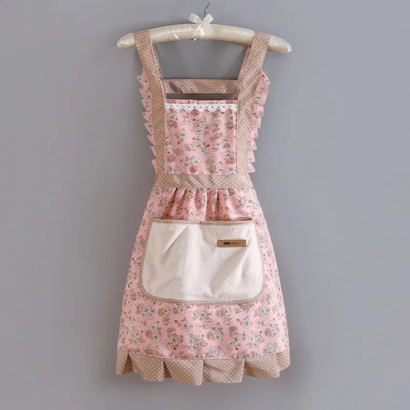 Canvas Apron for Women Home Kitchen Cooking Breathable Wear Adult Work Floral Household Cleaning Accessories 241224z