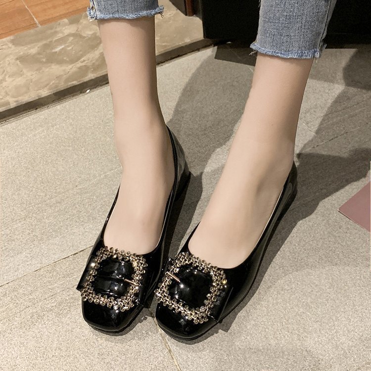 Ddmywed Spring And Autumn Outfit With Square Toe, Thick Heel, Fairy Style Version, Metal Buckle, Red, Medium Order Shoes, Women's Shoes Chinese B