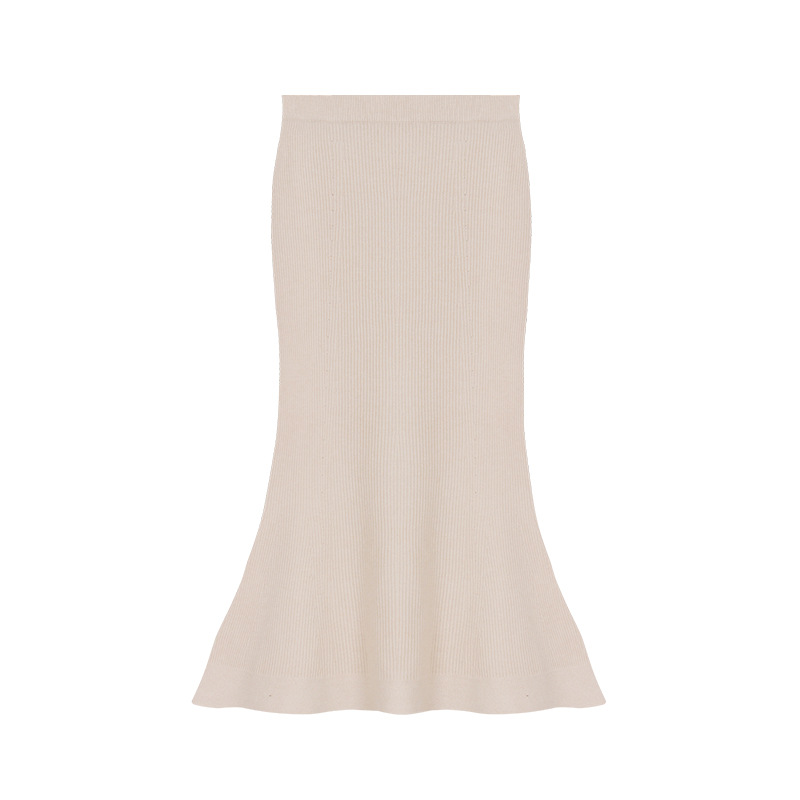 G3190 Mermaid Wool Skirt High Waist Slim Skirt Solid Color Threaded All-match Fishtail Skirt