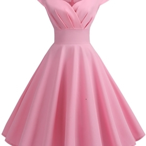 Pink Summer Dres V Neck Vintage Robe Elegant Retro pin up Party Office Midi Dresses y241231