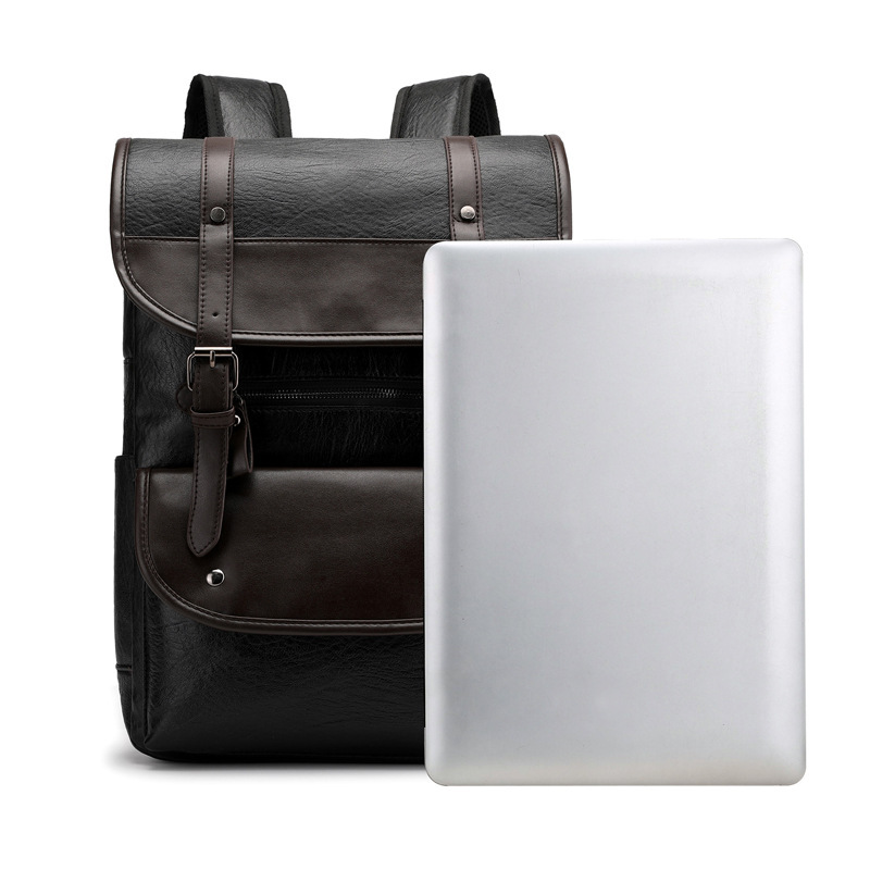 New Men's Trendy Retro Business Computer Bag Travel Weekend Large Capacity Waterproond Durable Leather Backpack