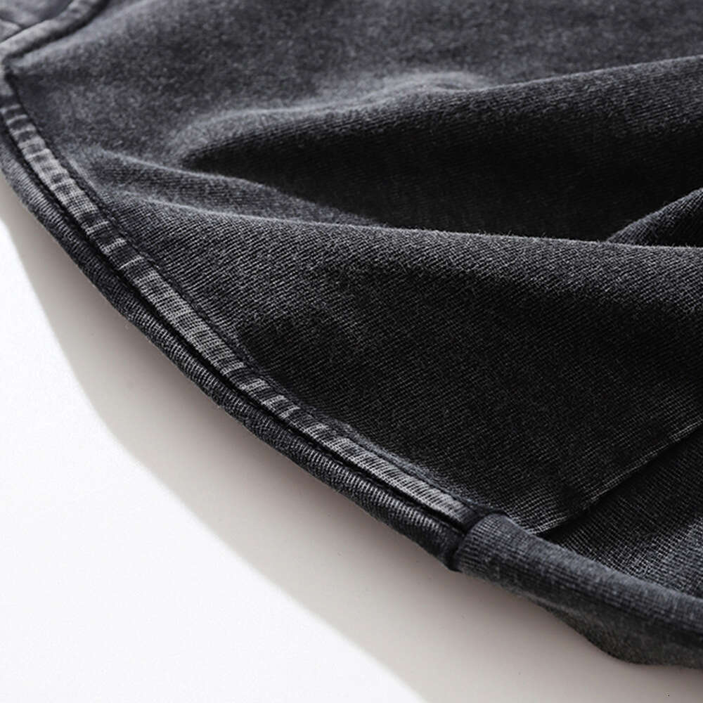 Star poster portrait printed long sleeved men's ins trendy loose casual washed vintage round neck T-shirt