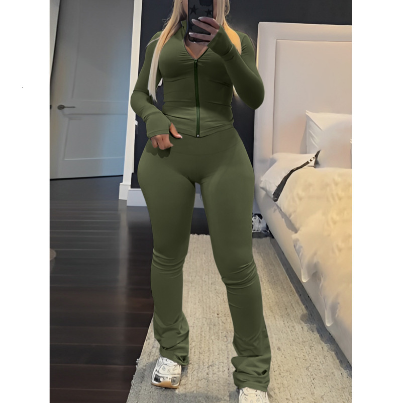 Womens Tracksuits Two Pieces Set Designer 2025 New Fashion Cardigan Zipper Small Stand Collar Casual Slim Fit Set 7 Colours