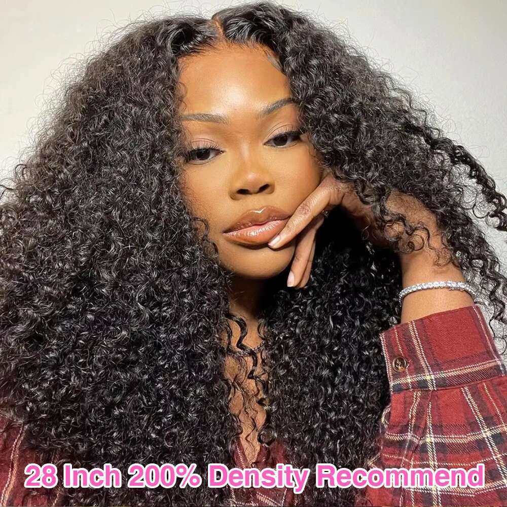 Glueless Kinky Curly Wigs 250% 13X6 HD Frontal Wear Go Deep Wave Lace Front Human Hair 4X4 Closure Wig