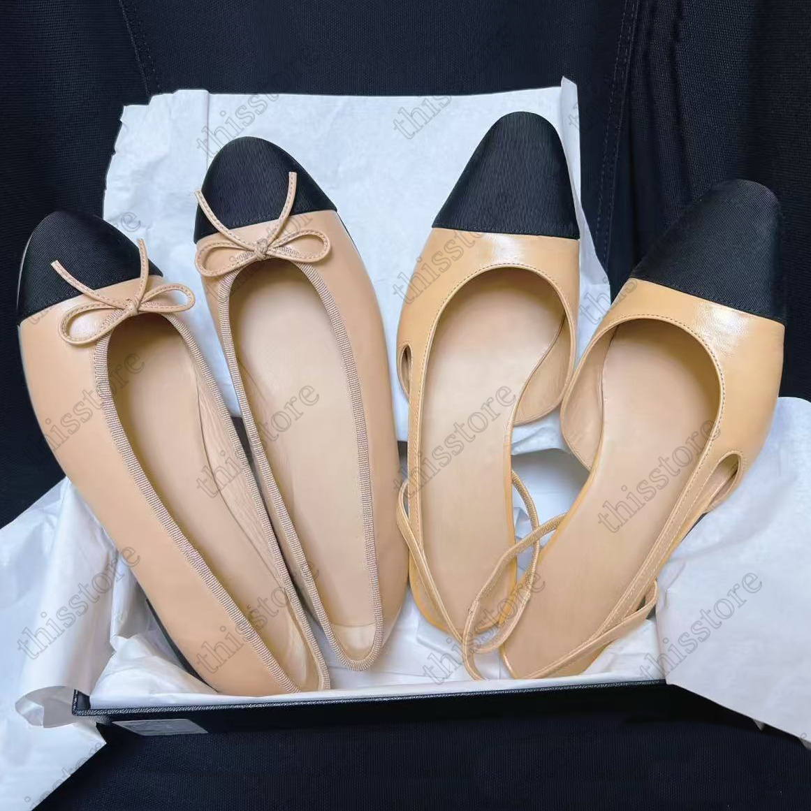 Designer shoes paris luxury ballet flat shoes Women spring quilted leather slippers high heels sandals classic round head Women dress shoes