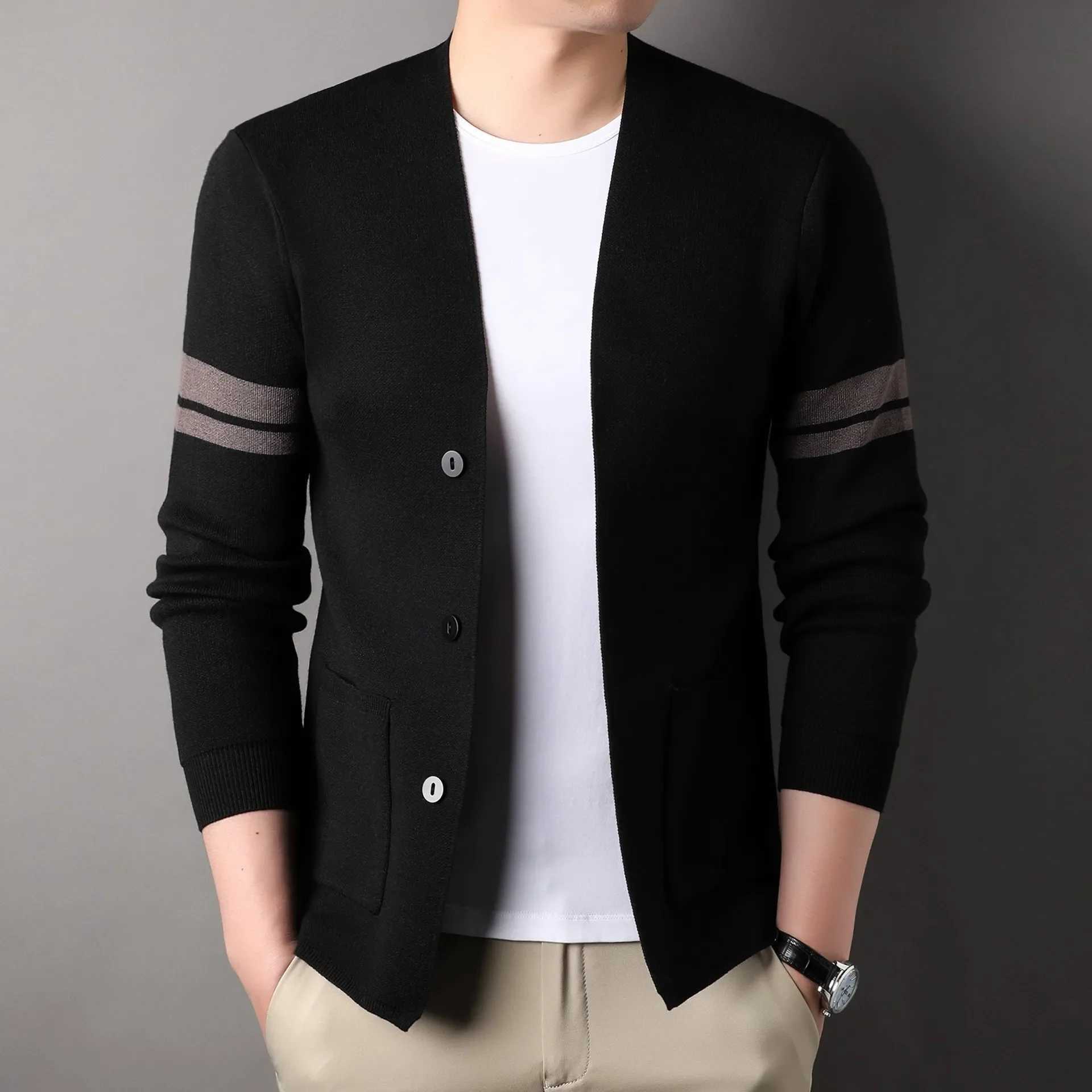High Quality Knitted mens thin cardigan spring/summer casual middle-aged and elderly shawl jacket T250102