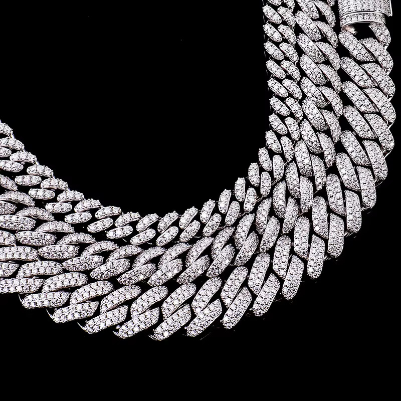 6mmdef Color Moissanite Dia Over Test Drill Pen Miami Bracelet Necklace Men's Cuban k Chain Sier Plated Gold 1 Pcs