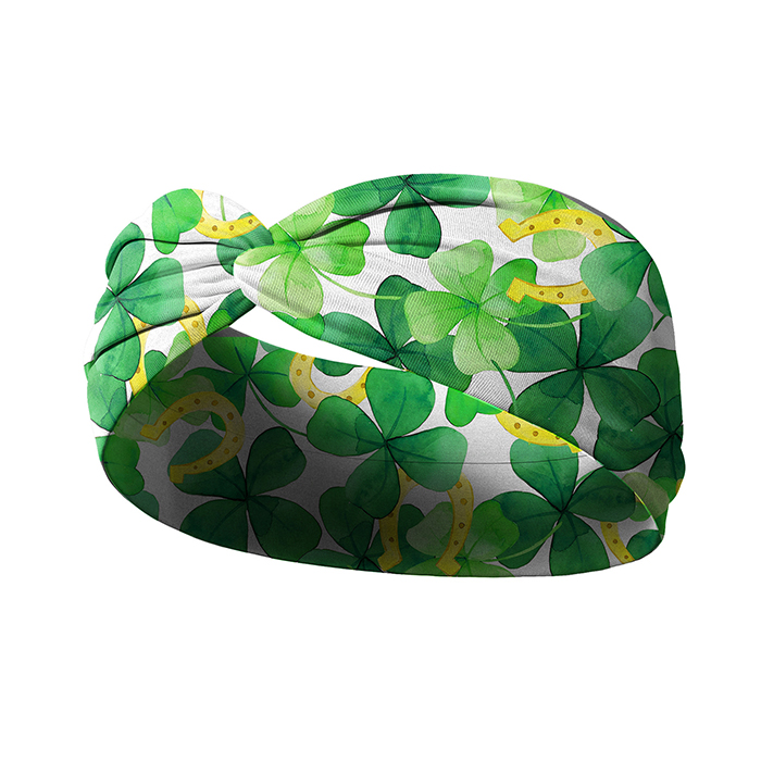 Irish St Patricks Day Headband Older Children Hair Accessories Shamrock Printed Elastic Headband For Sports Yoga cross Sweat Absorption Big Girl Head 