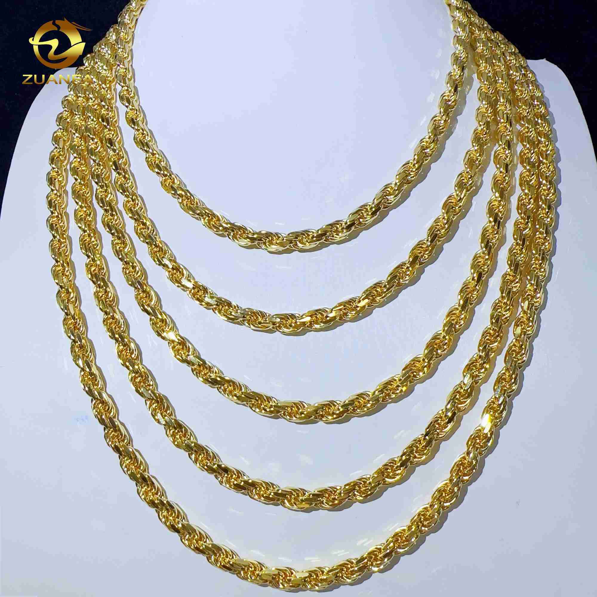 Fashion hip hop 6mm 925 Sterling Silver necklace with moissanite clasp Iced out Rope Chains for men women