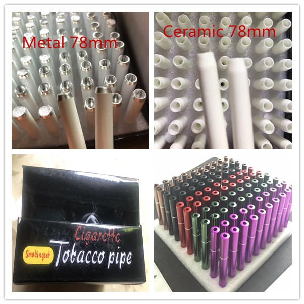 100 Pcs/lot 78mm&55mm Cigarette Shape Smoking Pipes Metal Aluminum One Hitter Sawtooth Hand Tobacco Pipes Snuff Snorter Ceramic Bat Accessories