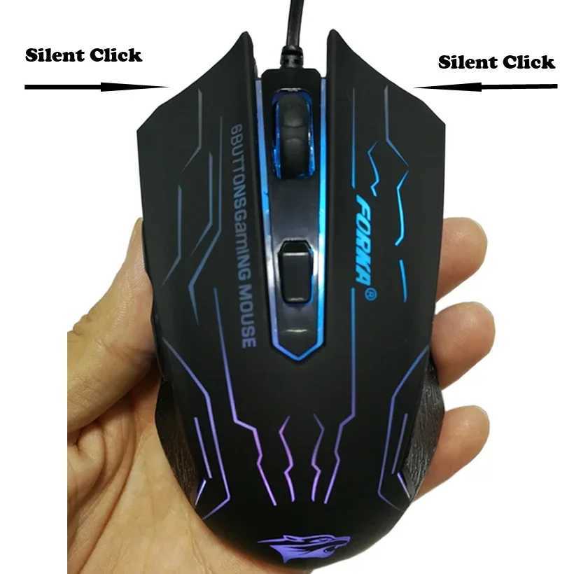 New Arrival FORKA Silent Click USB Wired Gaming Mouse 6 Buttons 3200DPI Mute Optical Computer Mouse Gamer Mic for PC Laptop Gaming Mouse T250102
