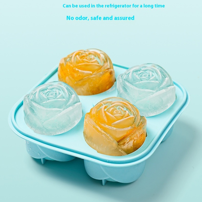 Rose Ice Cube Mold Silicone Ice Compartment Food Grade Large Whiskey Large Capacity Home Ice Maker Molds