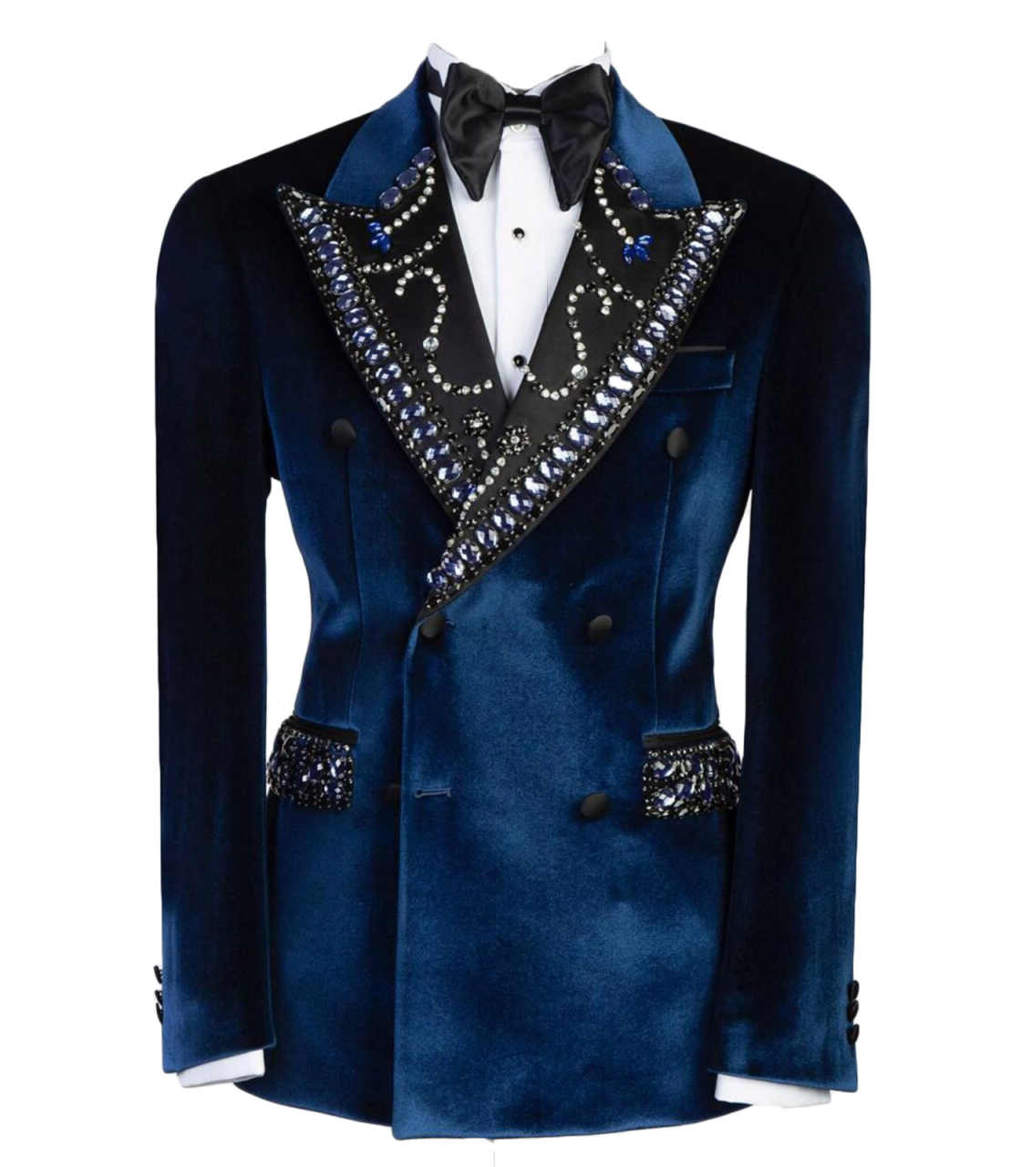 Gorgeous Wedding Tuxedos Beaded Crystal 1 Piece Set Coat Men Suits Peaked Lapel Double Breasted Groom Wear Party Event Customized