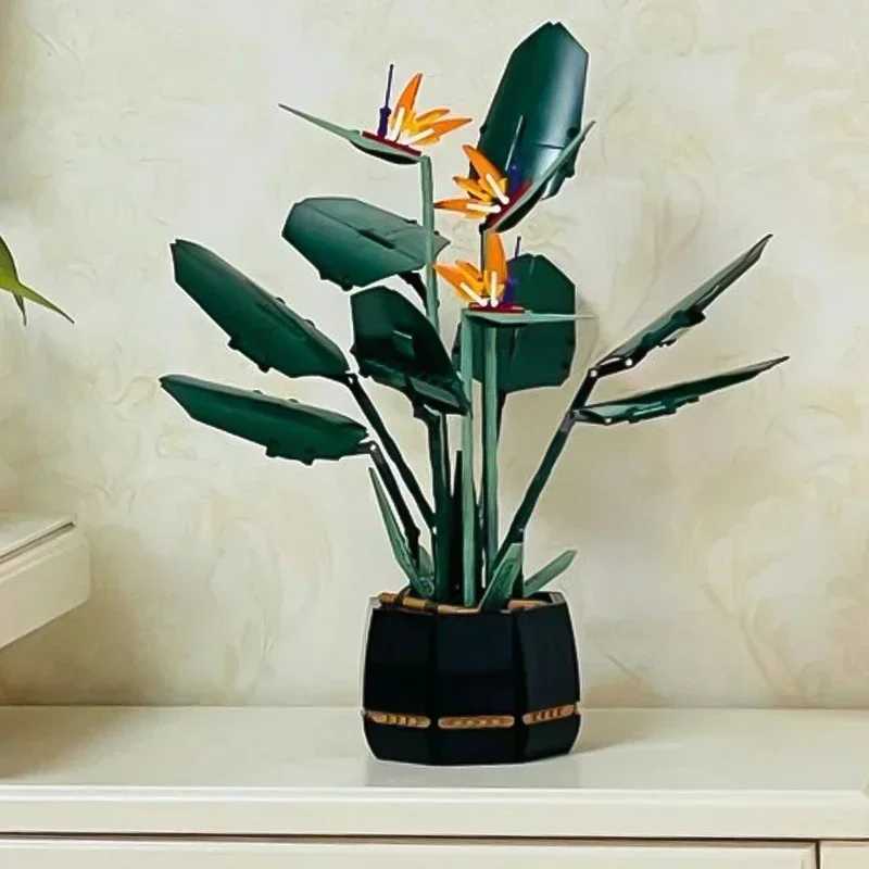 1173 new 10289 pieces of Paradise Bird Bouquet Roses Building Blocks Potted Illustration Childrens Christmas Gift W250102
