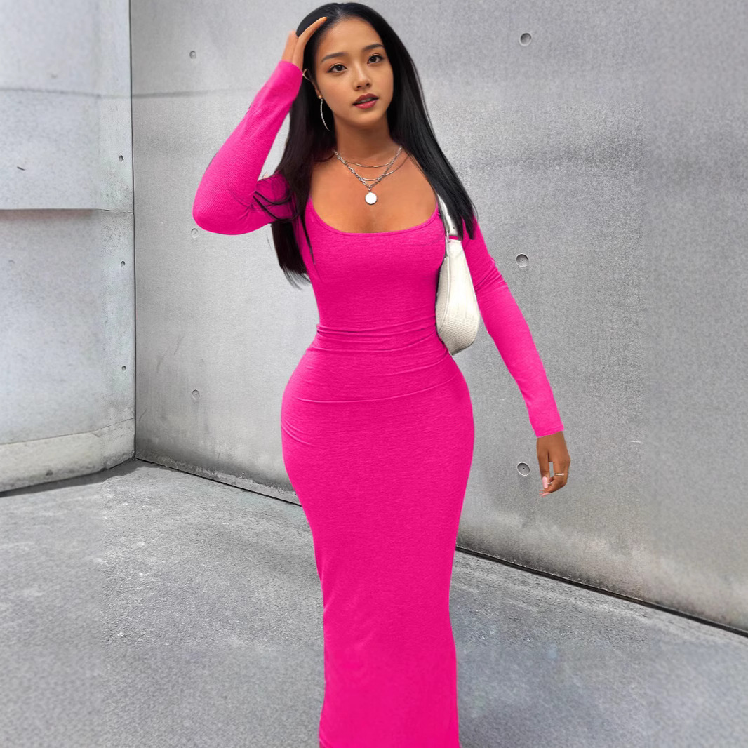 Womens Dress Autumn New Style Elegant Plain Color Slim Fit Hip Hugging Skirt