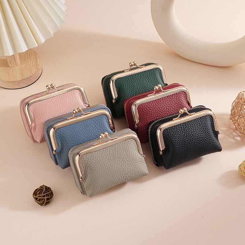 New Design Leather Card Bag Women's Fashion Portable Wrist Cowhide Credit Card Holder Change Bag
