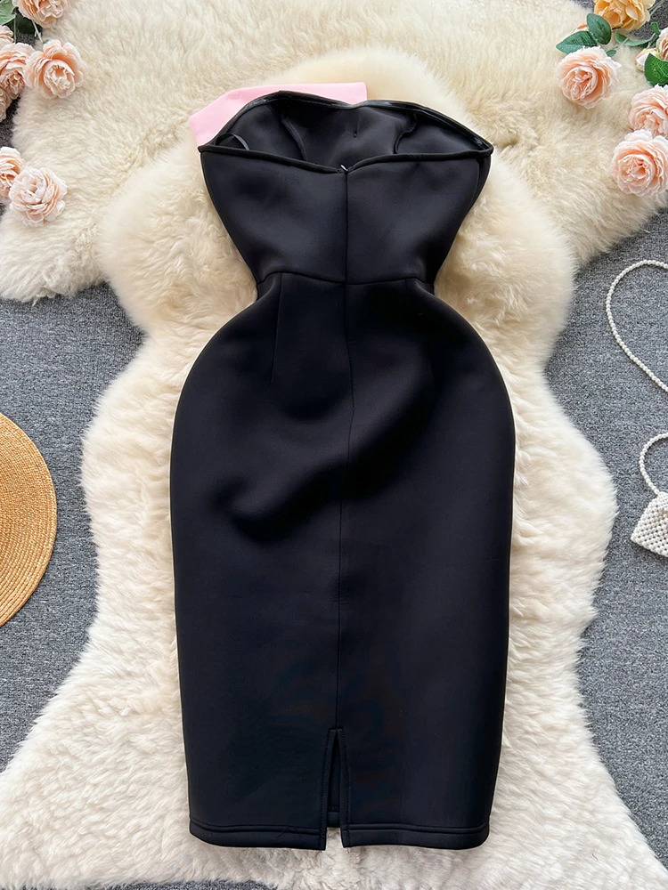 XFPV Womens Sleeveless Three way Bow A-line Ultra Thin Dress Vestidos Y2k Sweet Korean Fashion Trend Spring and Autumn 2025 SM8116 241231