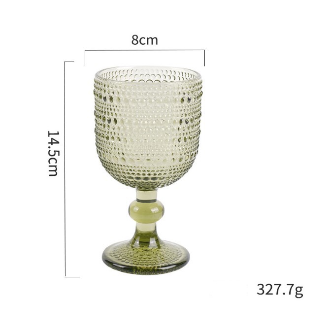 Factory Wholesale Embossed Colored Glass Wine glasses European Juice Glasses Wine Goblets Wedding Decoration Cups