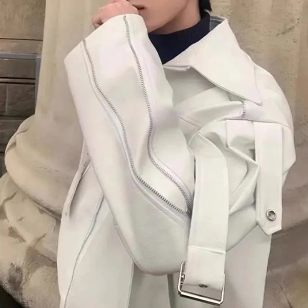 Korean style Y2k black leather jacket mens autumn and winter fashion high-end motorcycle clothing loose work jacket 241230