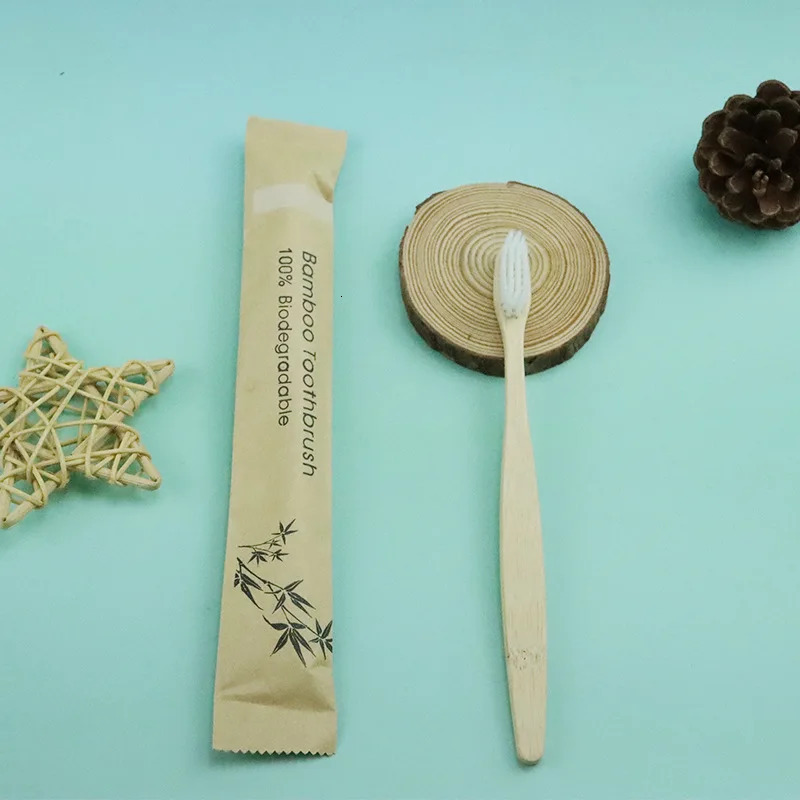 Bamboo Toothbrushes 100Pcs Eco Friendly Resuable Toothbrush Adult Wooden Soft Tooth Brush Customized Laser Engraving 250102
