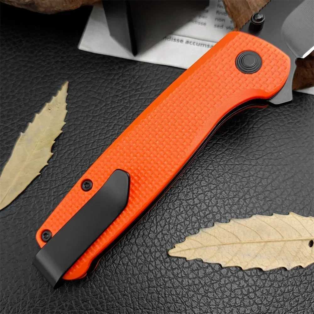 Folding Knife Assisted Quick Open Knife 440C Blade Orange Nylon Fiberglass Handle Outdoor Camping Tactical Hunting Military toolXJ250102