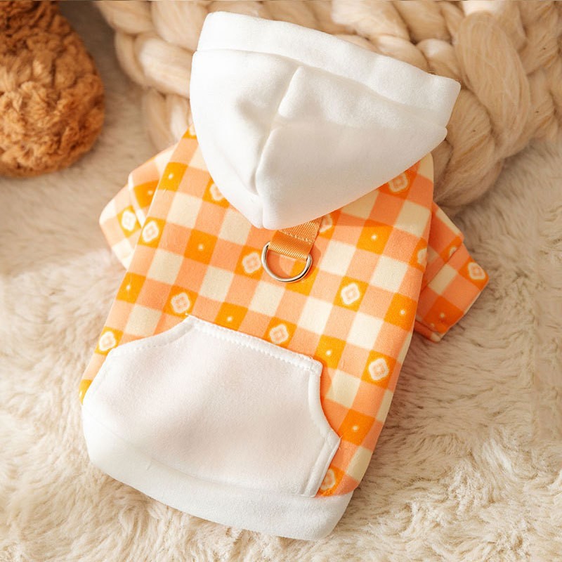 Autumn and winter dog clothes full of prints hooded traction hoodie, small and medium-sized dog cat pet clothes HS62