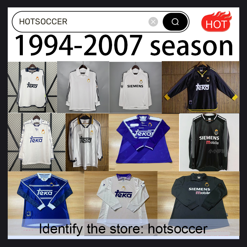1994-2007 season Long sleeves Madrid Retro Soccer Jerseys Finals Football Shirt BENZEMA SEEDORF CARLOS R.CARLOS RONALDO KAKA Raul 94 95 96 97 98 99 00 01 02 03 04 05 06 07