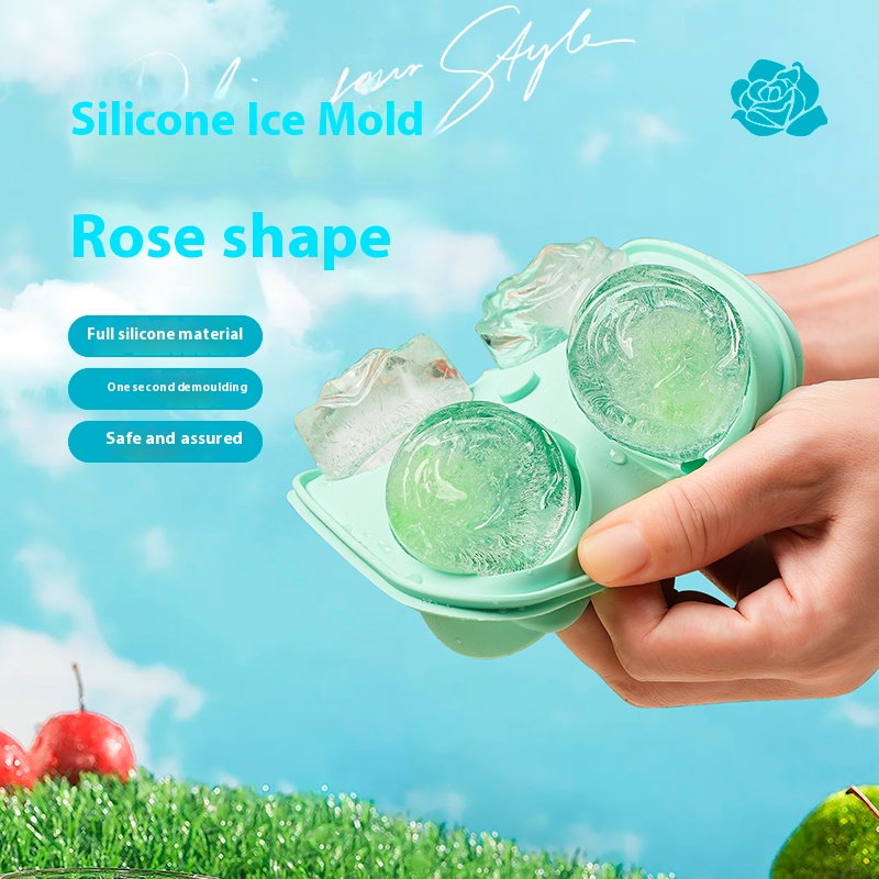 Rose Ice Cube Mold Silicone Ice Compartment Food Grade Large Whiskey Large Capacity Home Ice Maker Molds