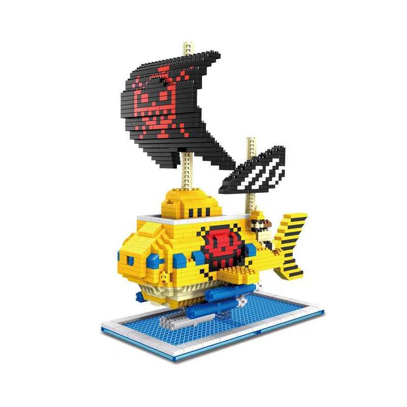 One piece pirate ship building block animation thousand sunny and happy Luffy Shanks Boa mini building block childrens toy pictures W250102