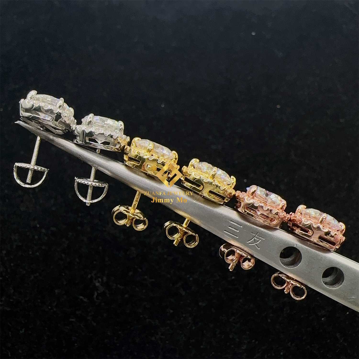 Fashion Fire Jewelry men iced out hip hop sterling silver 9mm 925 screw back moissanite Diamond Stud Earrings Men