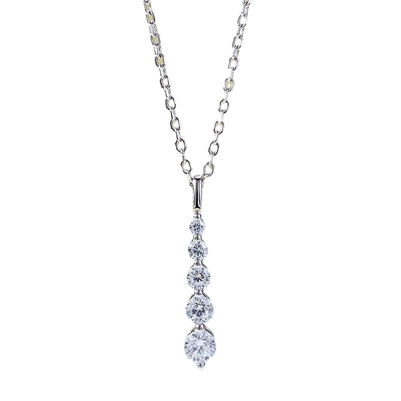 Sterling Sier Moissanite Pendant Necklace - Round White Gemstone, Simple Geometry, Clavicle Chain for Women Free shipping