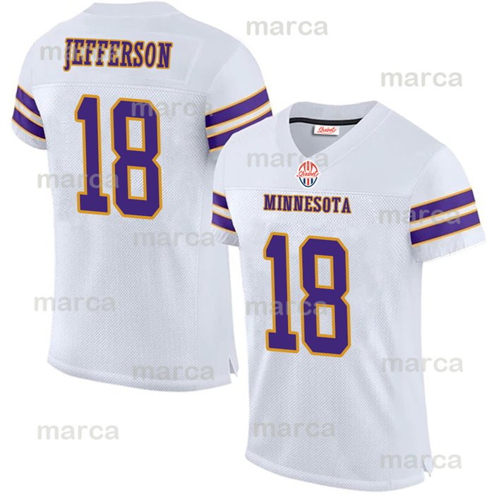 18 Justin ed Jefferson 9 J.J. McCathy 33 Aaron 87 T.J. 3 C.J. Ham Darrisaw Smith Sam Darnold Embroidery Football Jerseys