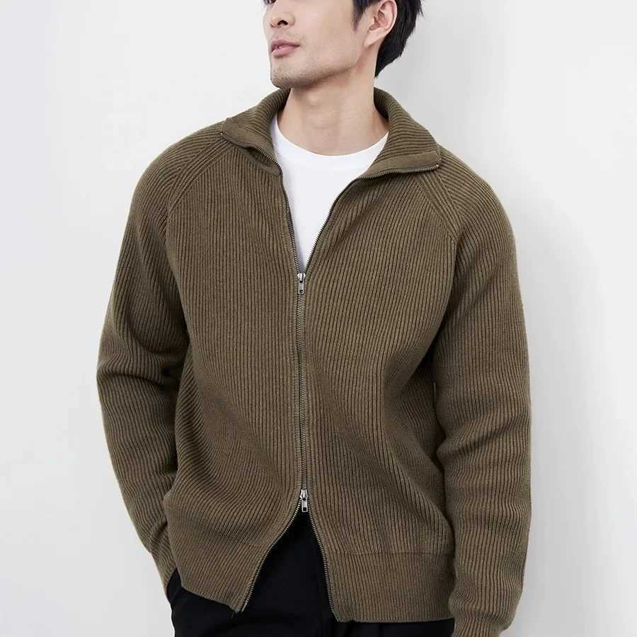 High Quality Zip up Knitted Open Knitted Woolen Sweater for Men Simple and Comfortable Knitted Men Handsome Mature Intelligent Leisure Daily High Stre