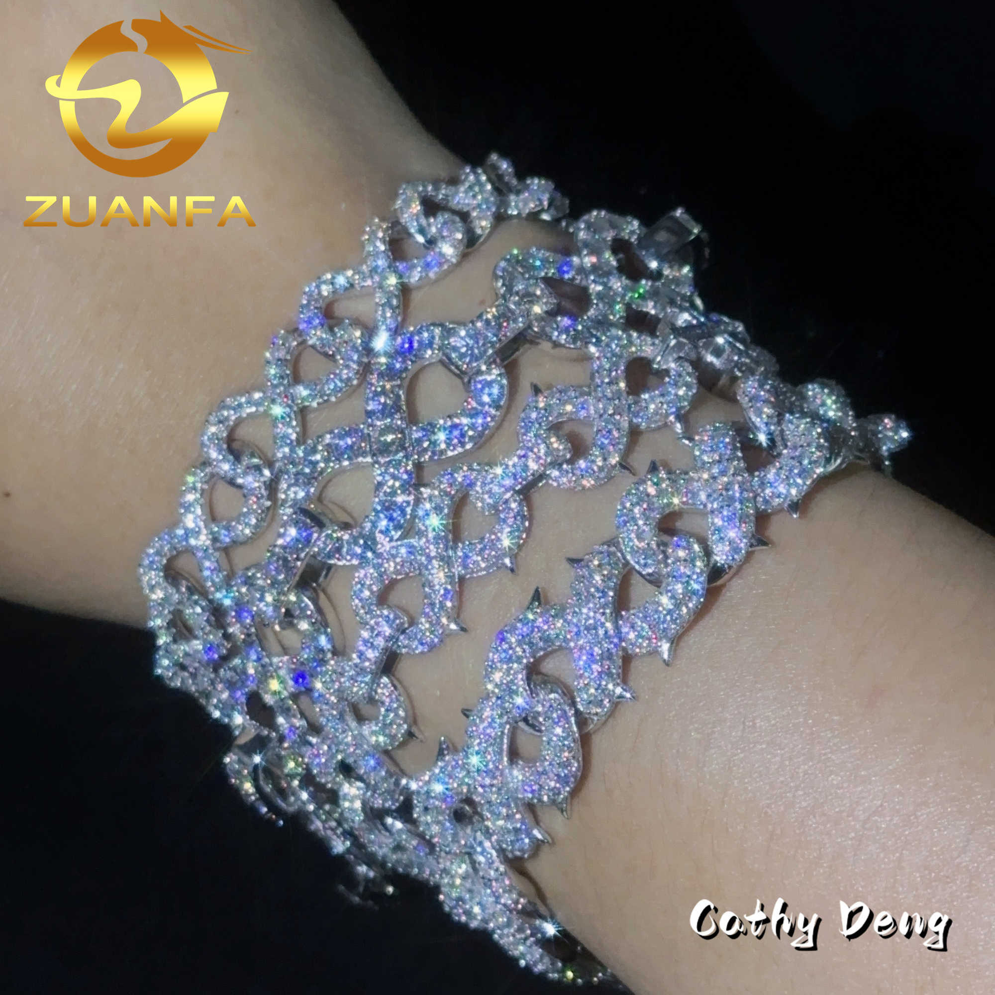 Fashion Hip Hop Jewelry 4 Styles Infinite Iced out Men Cuban Bracelet 925Silver Moissanite Bracelet Pass Diamond Test cuban link