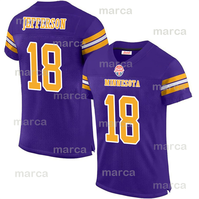 18 Justin ed Jefferson 9 J.J. McCathy 33 Aaron 87 T.J. 3 C.J. Ham Darrisaw Smith Sam Darnold Embroidery Football Jerseys