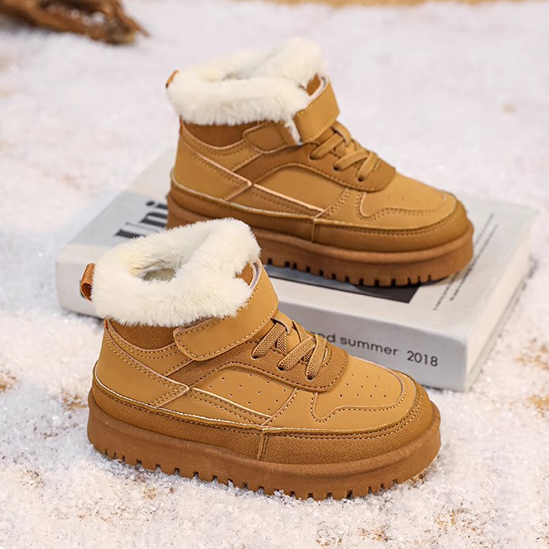 Children Warm Boots Boys Girls Winter Snow Boots with Fur Kidsnest Kids Snow Boots Children Soft Bottom Shoes Sizes US11C-US6Y